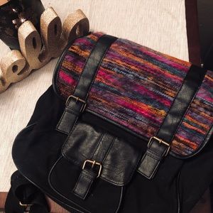 Mossimo Black and Multi-colored Textile Backpack